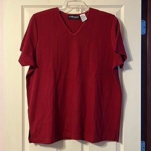 NWOT Vintage Sag Harbor Square Neck Dark Red Blouse 1X